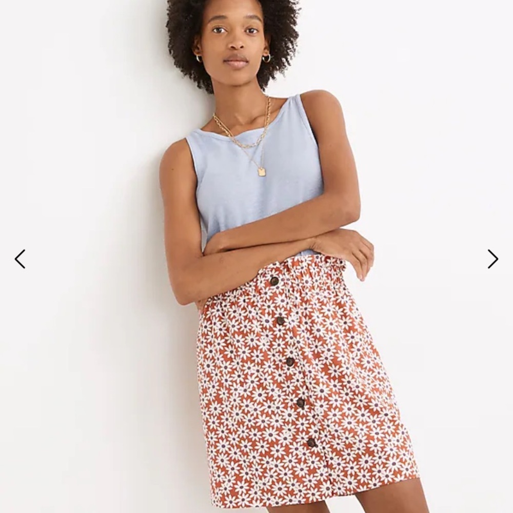 Madewell Paperbag Button-Front Mini Skirt in Falling Daisies